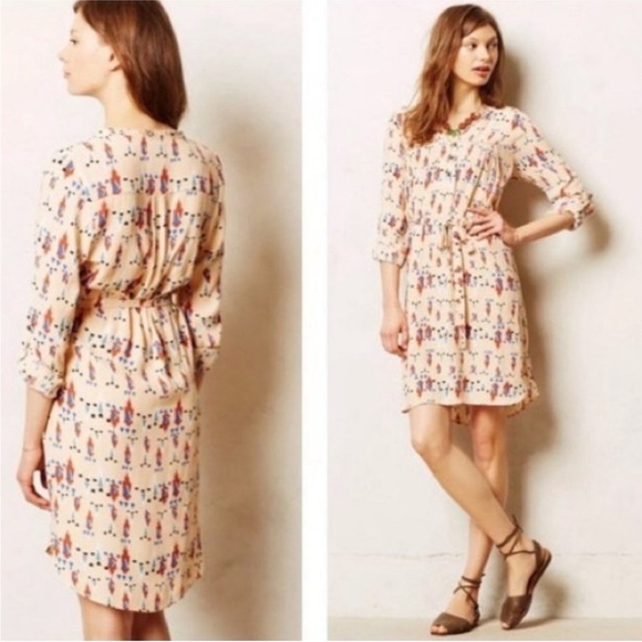DOLAN Left Coast Collection XS Anthropologie Dress Geometric Print Belted Boho - Picture 5 of 16